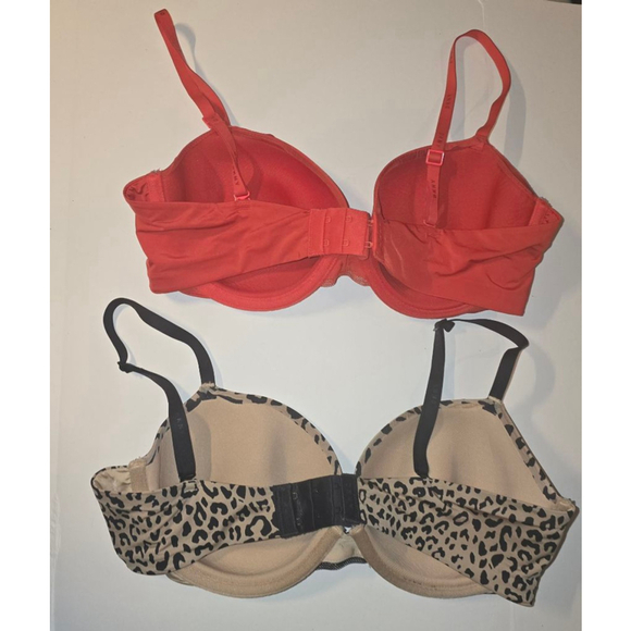 2 Unlined Dkny 34D with underwire color red and leopard design - Picture 2 of 8